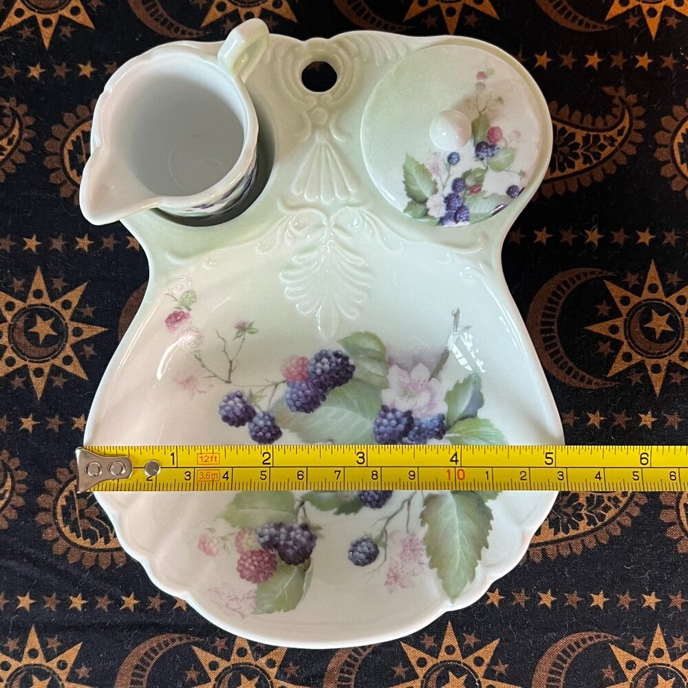 Lois White CreARTive Treasures Blackberry & Blossoms Miniature Tea Serving Dish - Picture 16 of 16